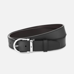 MONT BLANC HORSESHOE BUCKLE BLACK/BROWN 35 MM REVERSIBLE LEATHER BELT